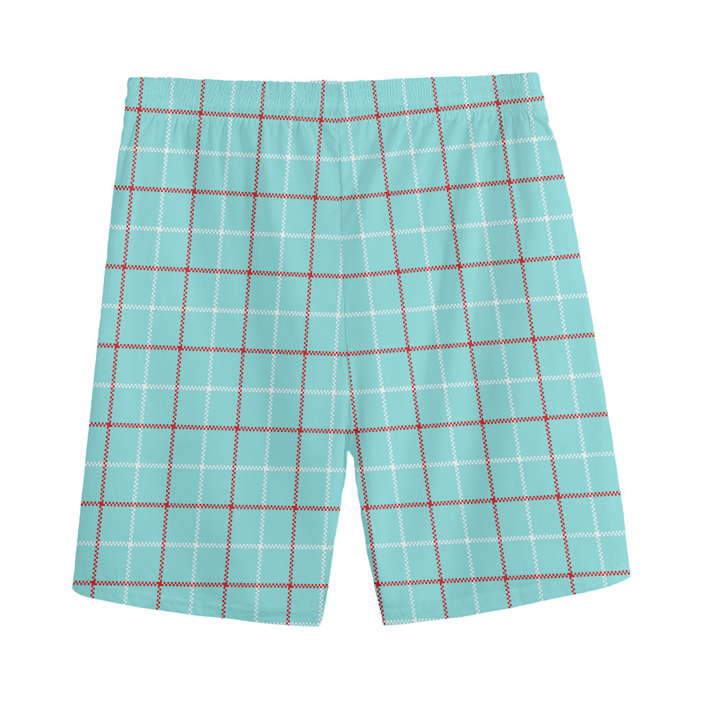 Blue White And Red Tattersall Print Men's Sports Shorts