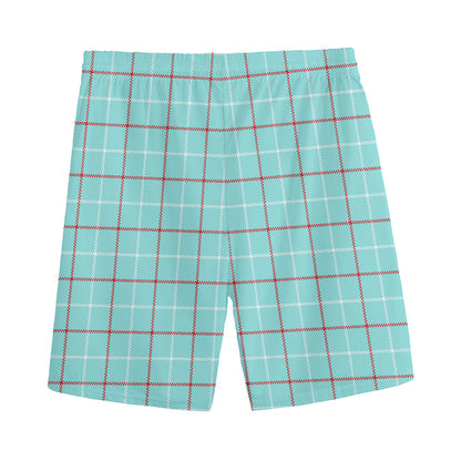 Blue White And Red Tattersall Print Men's Sports Shorts