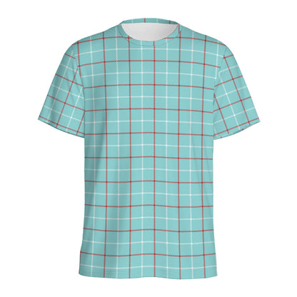 Blue White And Red Tattersall Print Men's Sports T-Shirt