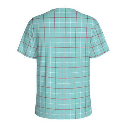 Blue White And Red Tattersall Print Men's Sports T-Shirt