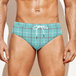Blue White And Red Tattersall Print Men's Swim Briefs