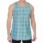 Blue White And Red Tattersall Print Men's Velvet Tank Top