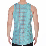 Blue White And Red Tattersall Print Men's Velvet Tank Top