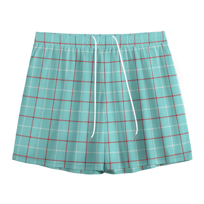 Blue White And Red Tattersall Print Mesh Shorts