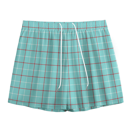Blue White And Red Tattersall Print Mesh Shorts
