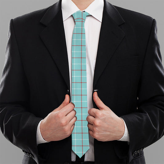 Blue White And Red Tattersall Print Necktie
