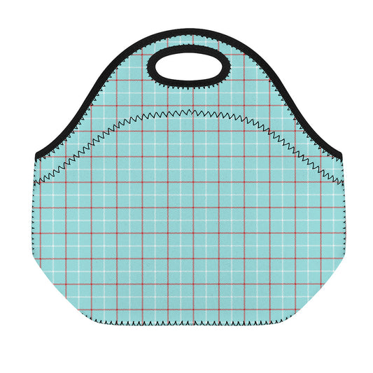 Blue White And Red Tattersall Print Neoprene Lunch Bag