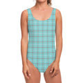Blue White And Red Tattersall Print One Piece Swimsuit