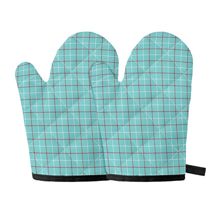 Blue White And Red Tattersall Print Oven Mitts