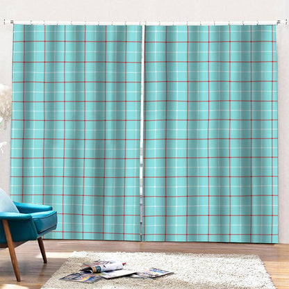 Blue White And Red Tattersall Print Pencil Pleat Curtains