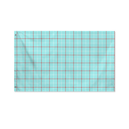 Blue White And Red Tattersall Print Polyester Flag