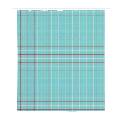 Blue White And Red Tattersall Print Polyester Shower Curtain