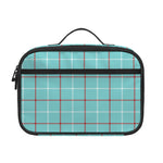 Blue White And Red Tattersall Print Portable Lunch Bag