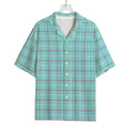 Blue White And Red Tattersall Print Rayon Hawaiian Shirt