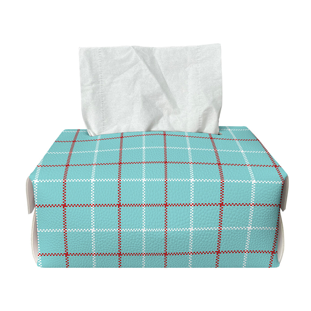 Blue White And Red Tattersall Print Rectangle Tissue Box Cover