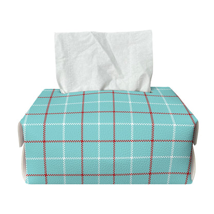 Blue White And Red Tattersall Print Rectangle Tissue Box Cover