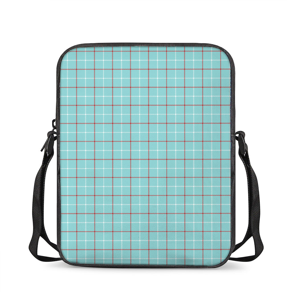 Blue White And Red Tattersall Print Rectangular Crossbody Bag