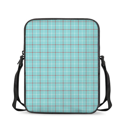 Blue White And Red Tattersall Print Rectangular Crossbody Bag