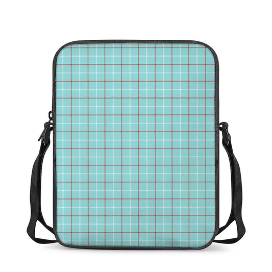 Blue White And Red Tattersall Print Rectangular Crossbody Bag
