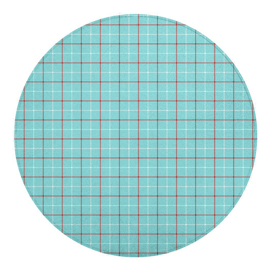 Blue White And Red Tattersall Print Round Blanket