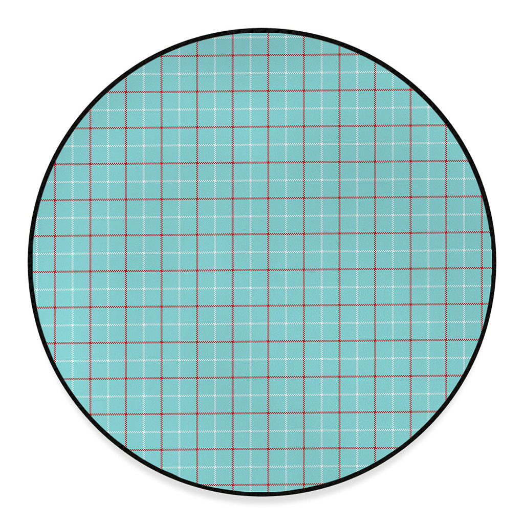 Blue White And Red Tattersall Print Round Floor Mat