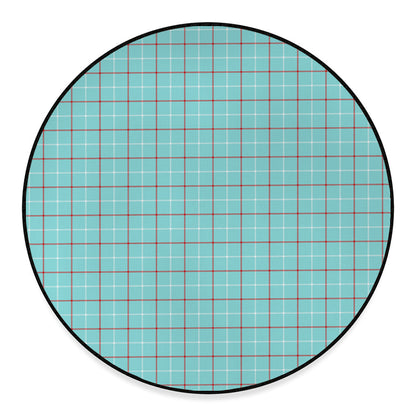 Blue White And Red Tattersall Print Round Floor Mat