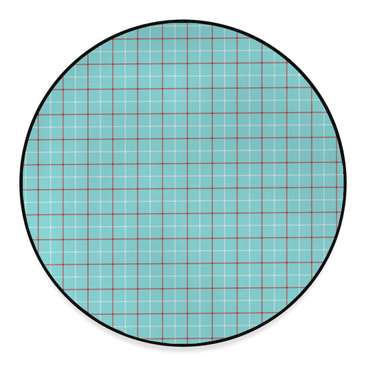 Blue White And Red Tattersall Print Round Floor Mat