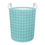 Blue White And Red Tattersall Print Round Laundry Basket
