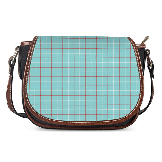 Blue White And Red Tattersall Print Saddle Bag