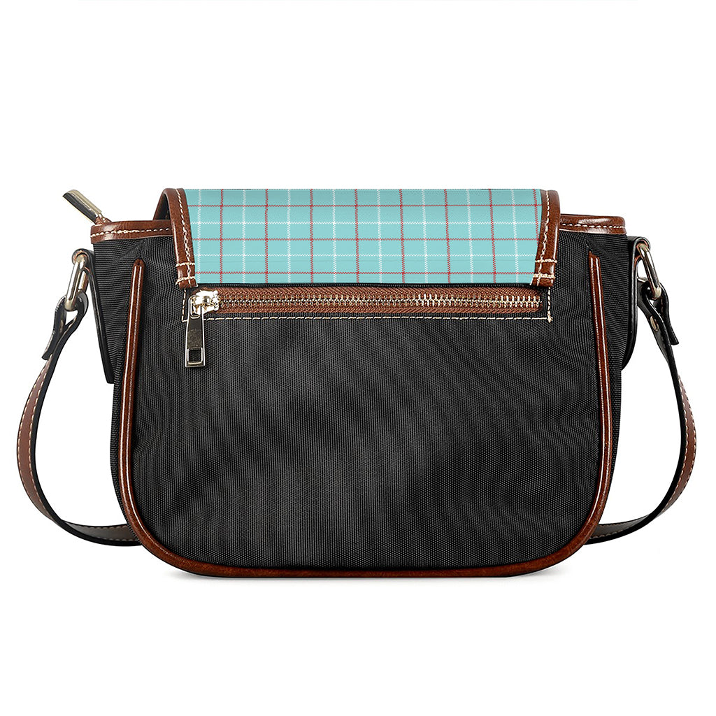 Blue White And Red Tattersall Print Saddle Bag