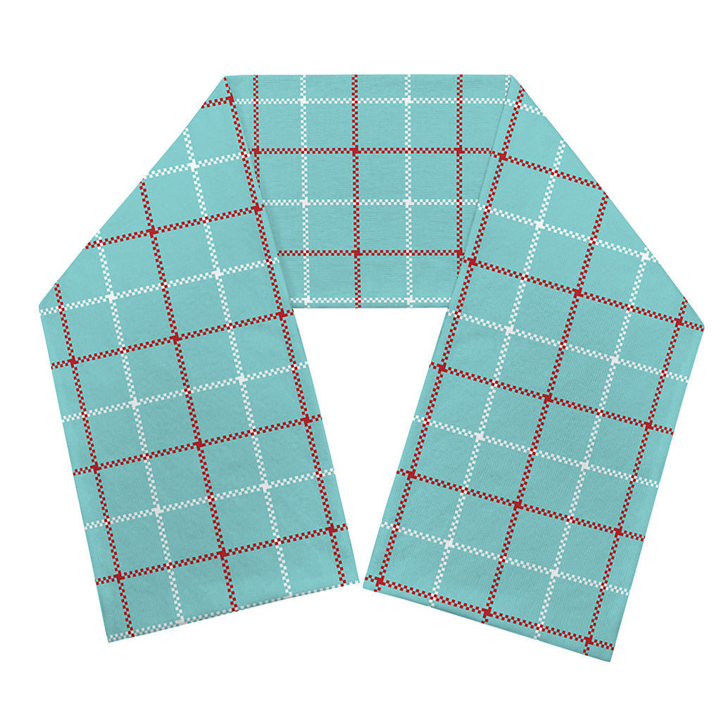 Blue White And Red Tattersall Print Scarf