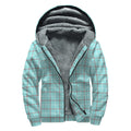 Blue White And Red Tattersall Print Sherpa Lined Zip Up Hoodie