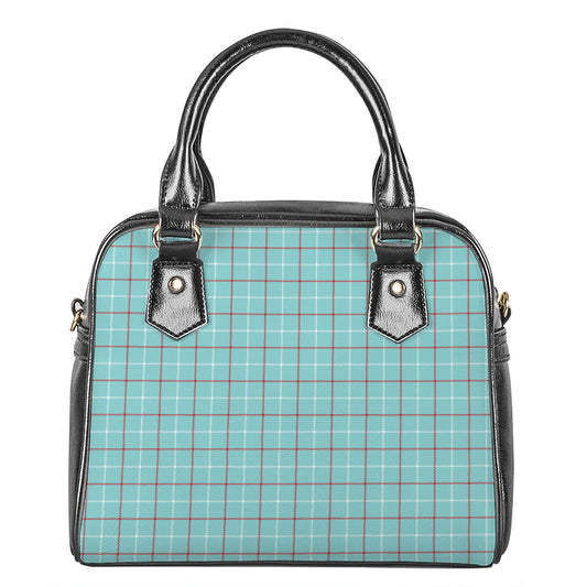 Blue White And Red Tattersall Print Shoulder Handbag