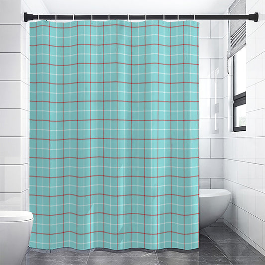 Blue White And Red Tattersall Print Shower Curtain