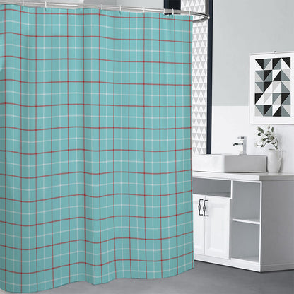 Blue White And Red Tattersall Print Shower Curtain