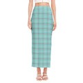Blue White And Red Tattersall Print Side Slit Maxi Skirt