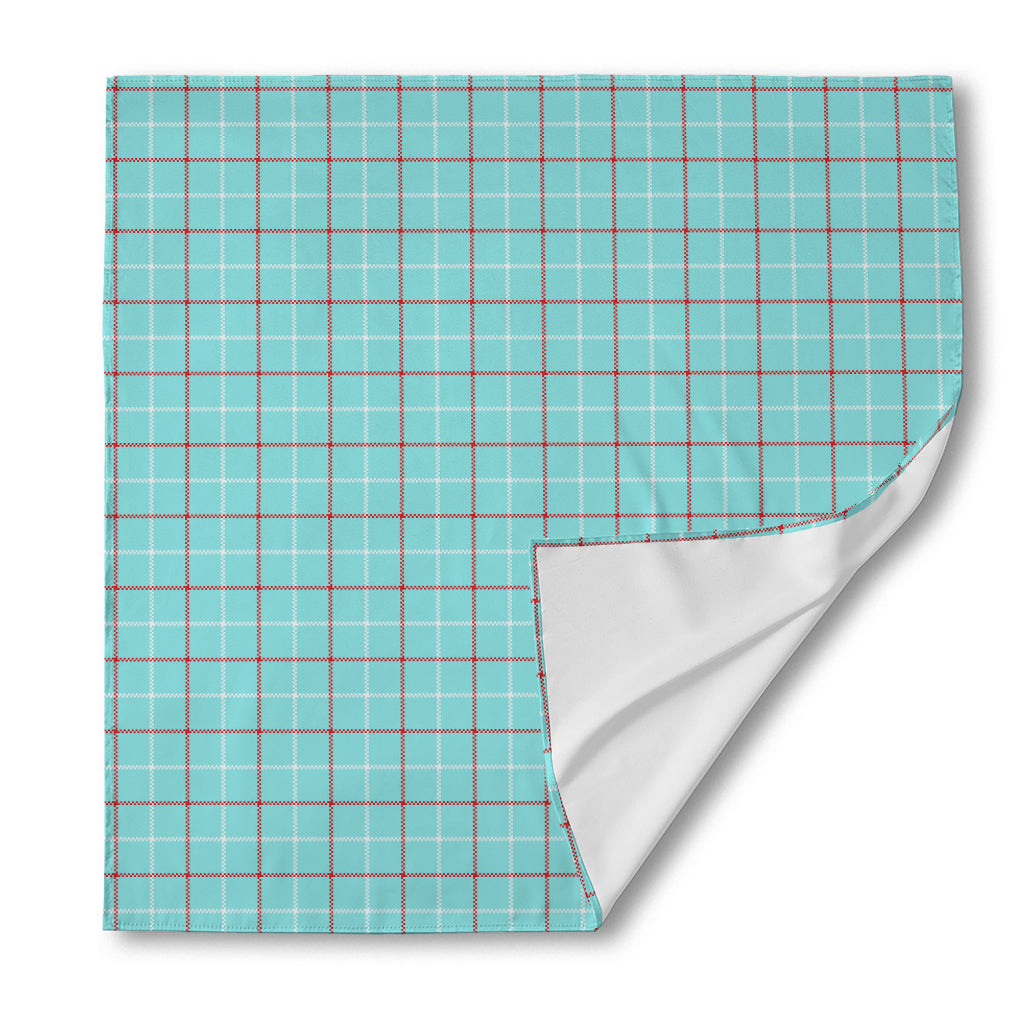 Blue White And Red Tattersall Print Silk Bandana