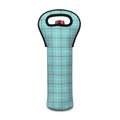 Blue White And Red Tattersall Print Single Neoprene Wine Tote