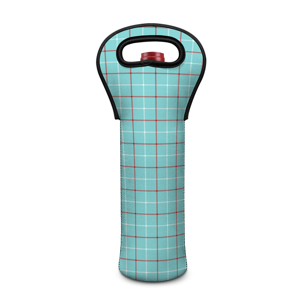Blue White And Red Tattersall Print Single Neoprene Wine Tote