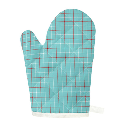 Blue White And Red Tattersall Print Single Oven Mitt