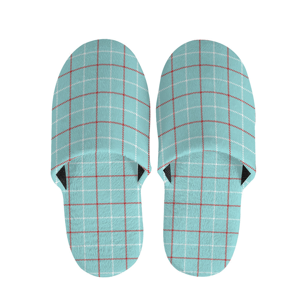 Blue White And Red Tattersall Print Slippers