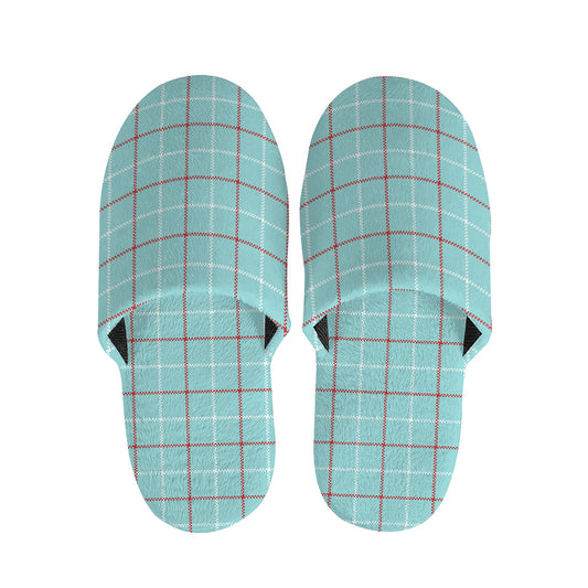 Blue White And Red Tattersall Print Slippers