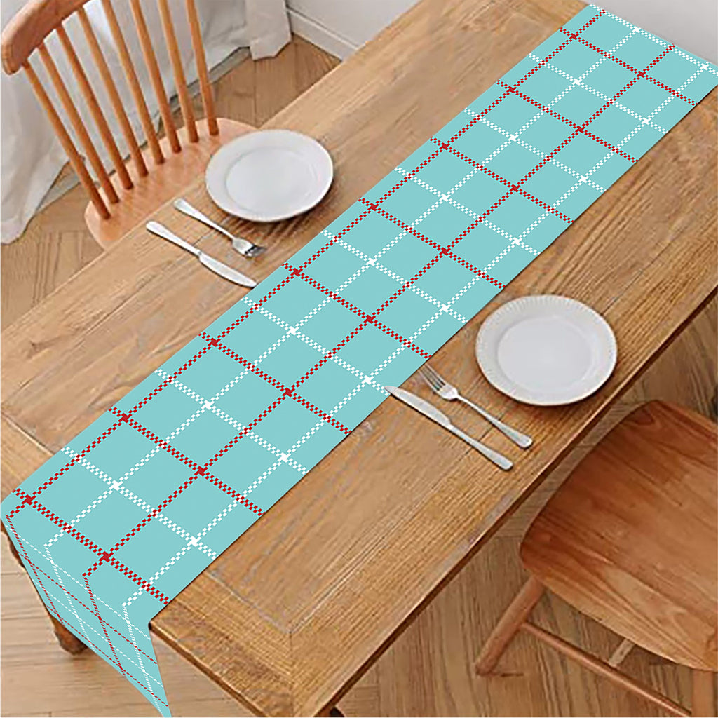 Blue White And Red Tattersall Print Table Runner