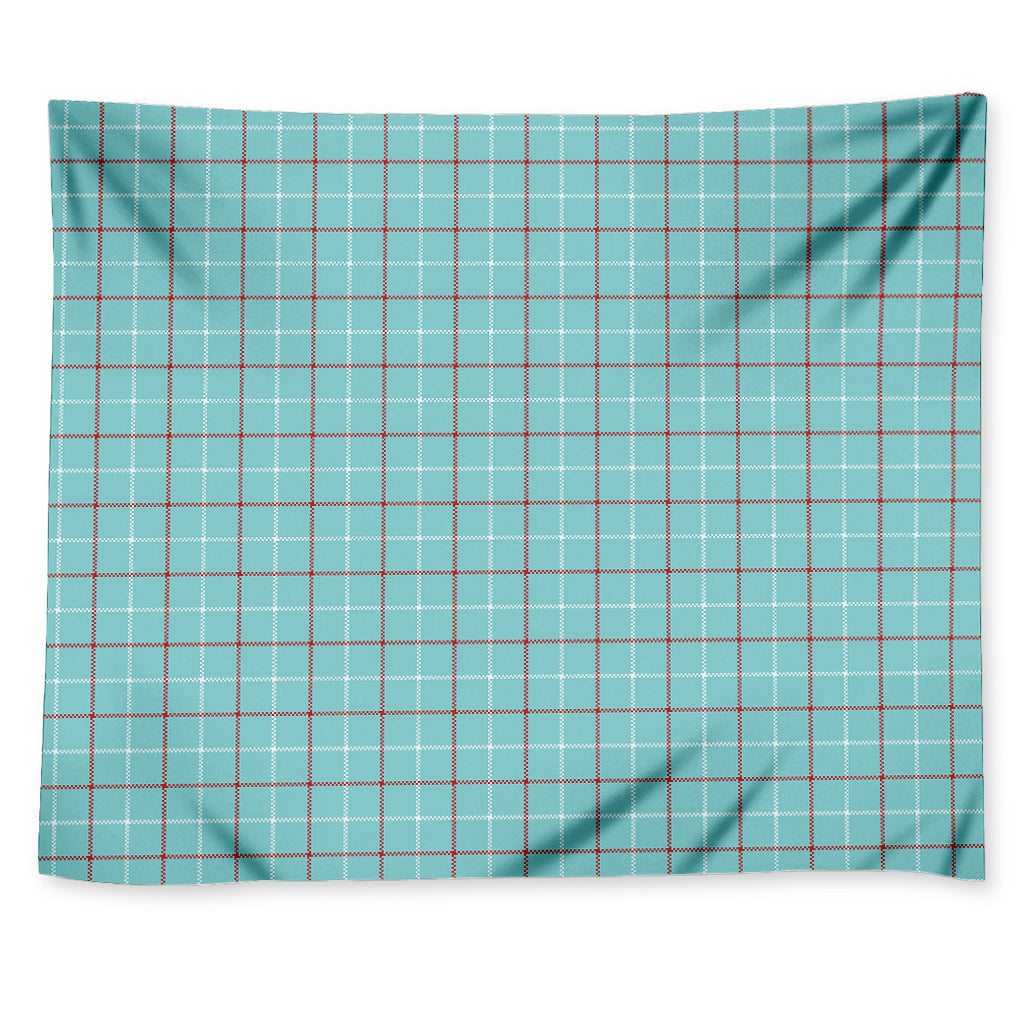 Blue White And Red Tattersall Print Tapestry