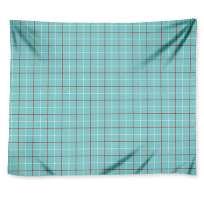Blue White And Red Tattersall Print Tapestry