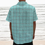 Blue White And Red Tattersall Print Textured Short Sleeve Shirt