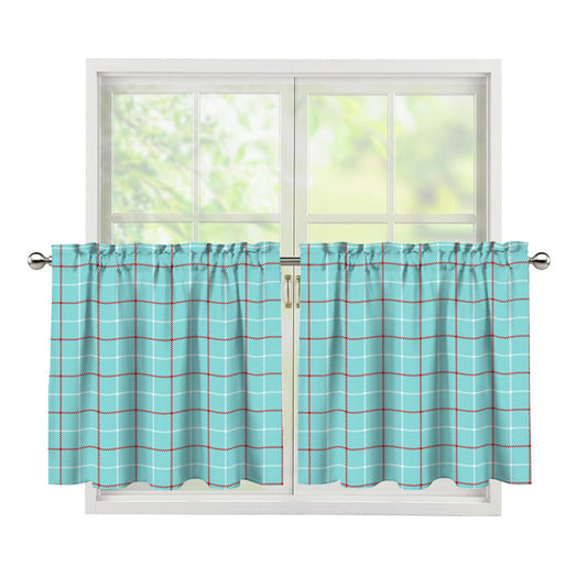 Blue White And Red Tattersall Print Tier Curtains
