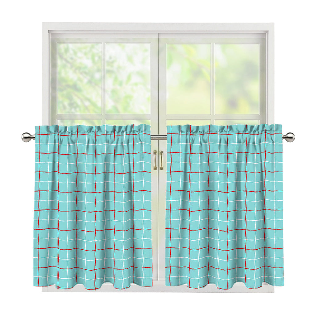 Blue White And Red Tattersall Print Tier Curtains