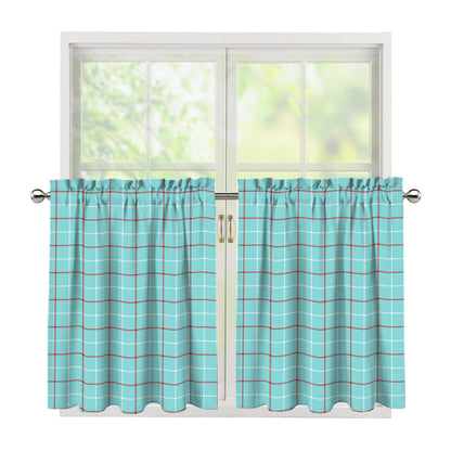 Blue White And Red Tattersall Print Tier Curtains