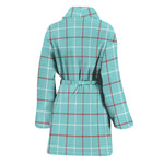 Blue White And Red Tattersall Print Women's Bathrobe